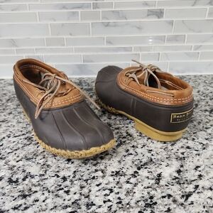 Brown L.L. Bean Leather & Rubber Ankle Boots sz 9 / 11 M low rain snow winter